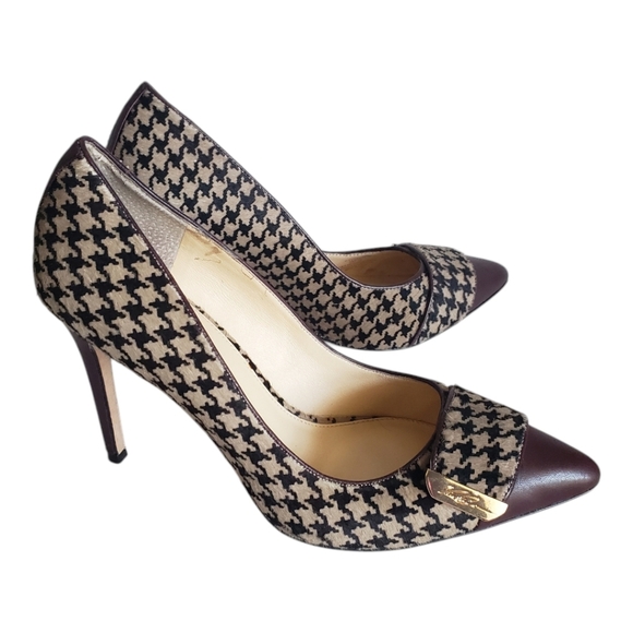 VINCE CAMUTO sz 9 STILETTO PORSPERA, BROWN HOUNDSTOOTH - Picture 13 of 16